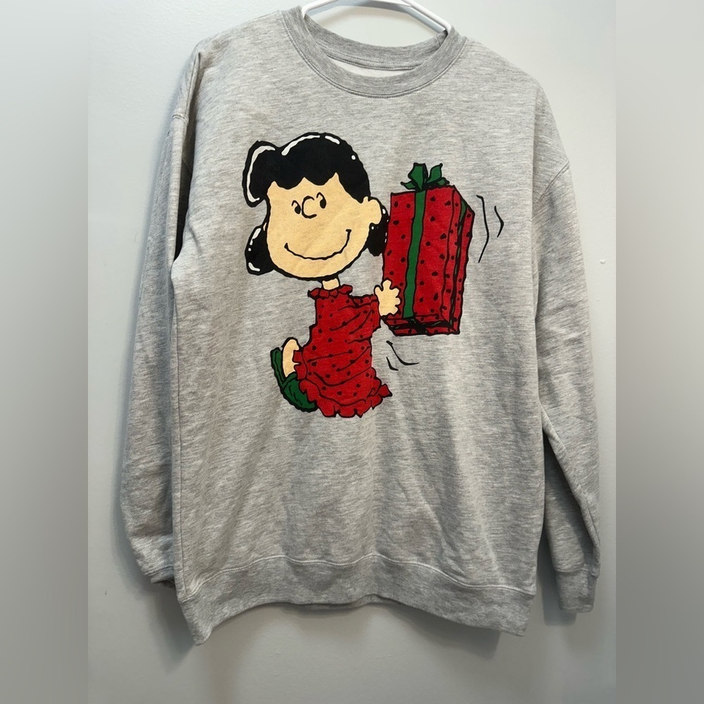 Peanuts Gray Sweater with Red Graphic